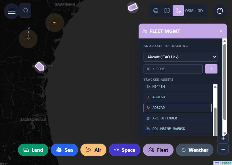 AeroTrack tracking view